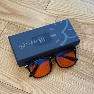SleepZM 99.9% Blue Light Blocking Glasses Black Orange Lenses Unisex Adult